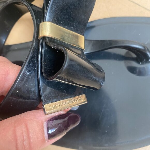 Michael Kors Women's black sandals sz 7 jelly bow - Picture 4 of 6